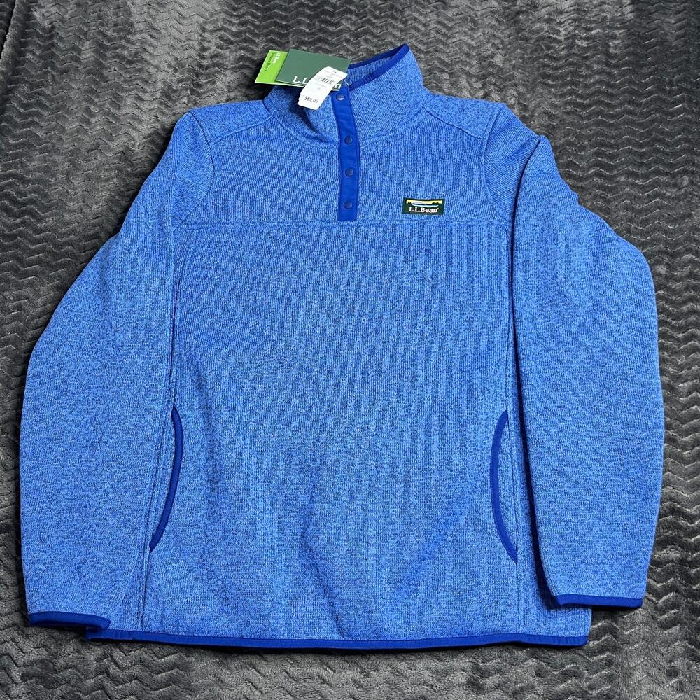 LL Bean Pullover Long Sleeve Sweatshirt Knit Fleece 1/4 Neck size M NWT